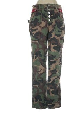Veronica Beard Camouflage Cargo Pants with Red Waist Accent